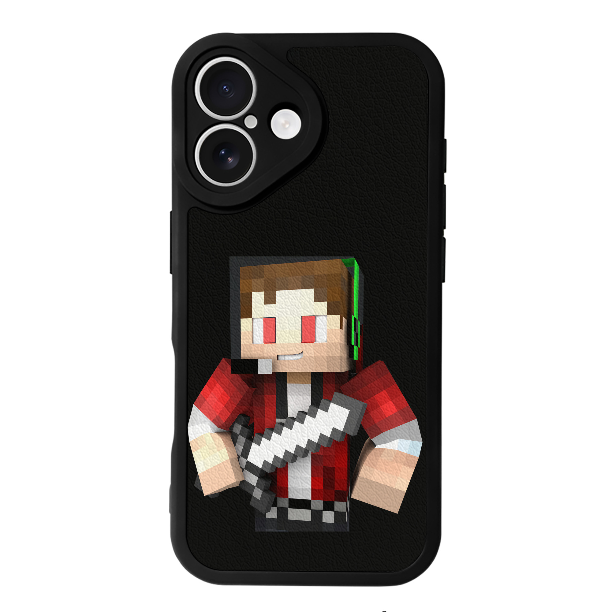 （画像用） マインクラフト ブロックの世界 Minecraft MC Block world 【iPhone 16シリーズ対応】シリコンスマホケース（レザー調） 材質：シリコン